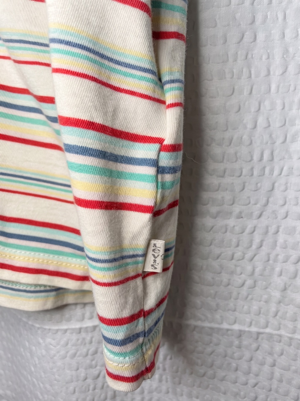 Levi's Striped Crewneck Pocket Tee White Multicolor Ladies Large Great Condition - Picture 4 of 5